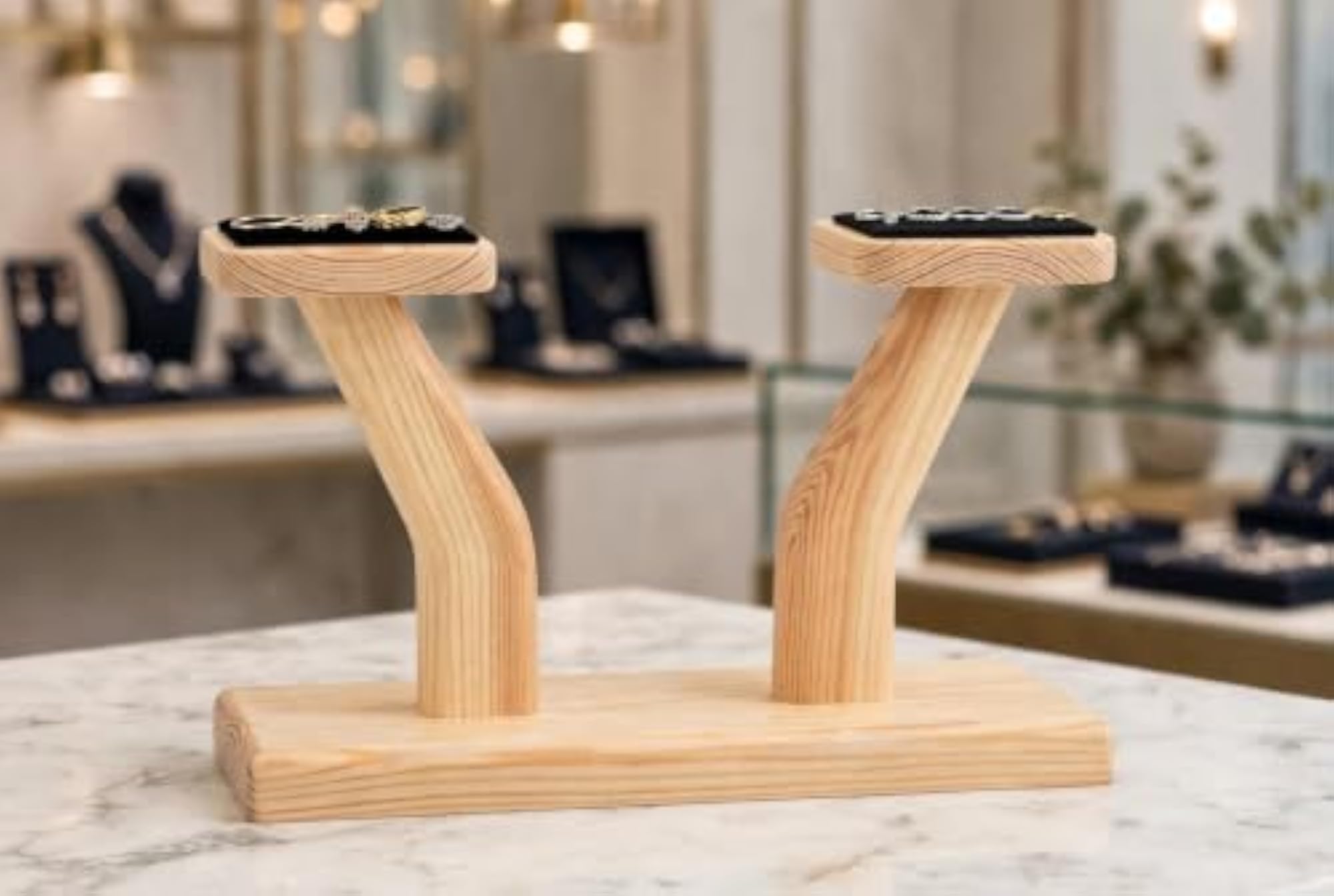 Pine Wood Ring Display Stand Holder for Jewellery